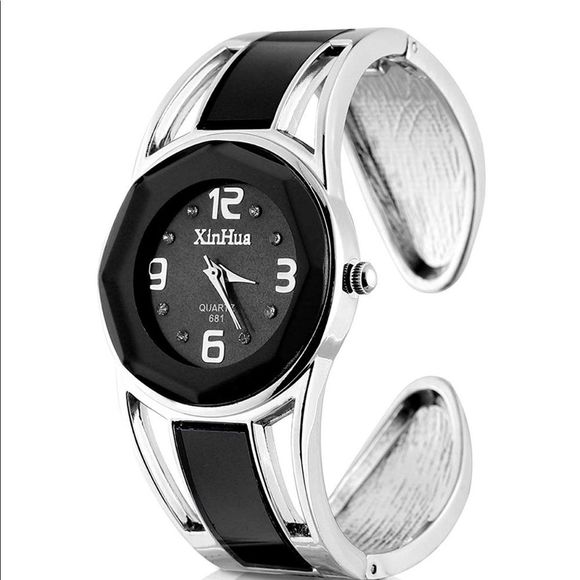 Bangle Design Quartz Watch with Rhinestone Dial - Picture 2 of 4